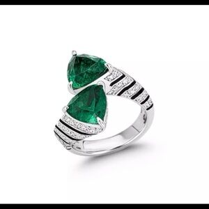 925/18K WHITEGOLD emerald 3CT square cut ring adjustable